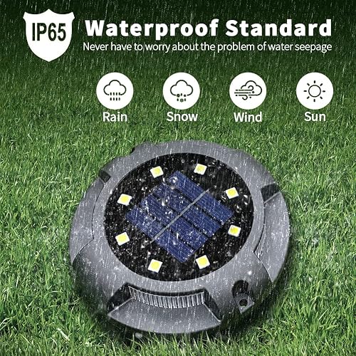 Miniatura 4 de ANKUNABA Luces solares de tierra, paquete de 8 luces LED impermeables de disco para exteriores, iluminación de camino de paisaje para jardín,