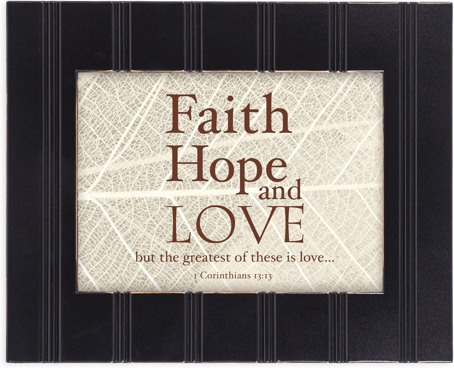 Cottage Garden Faith Hope Love Leaves 8x10 Black Framed Art Wall Plaque Sign