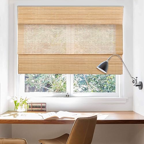 Miniatura 2 de LazBlinds Persianas Romanas de Bambú sin Cordón, Tratamiento de Ventana con Filtrado de Luz, Persianas de Bambú Enrollables para Ventanas, 23'' An x