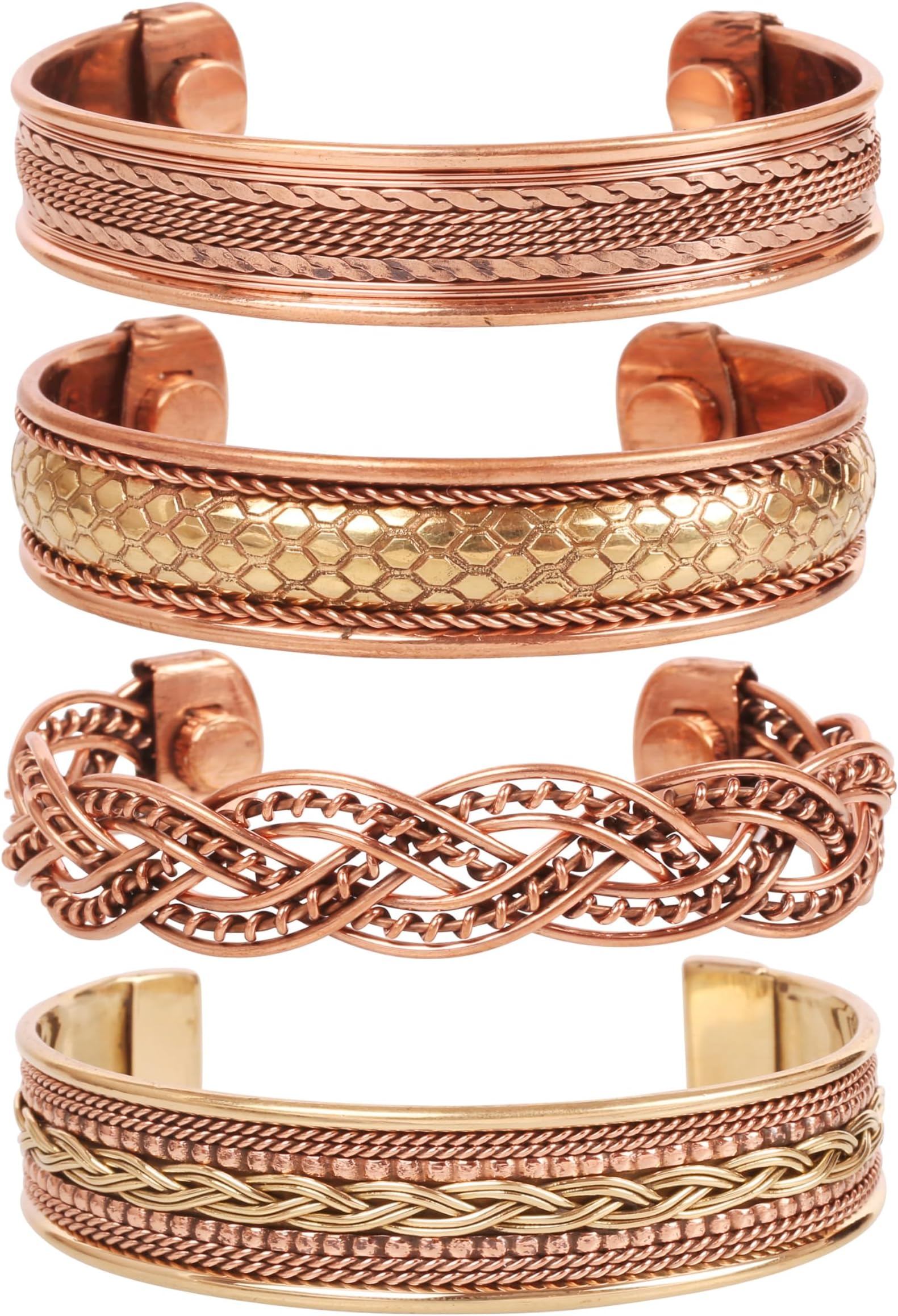 Tibetan Indian Spiritual Buddha Bracelet Three Metal Copper Brass Peace Healing Chakra Yoga Meditation Mantra Jewelry for Women and Men