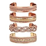 Touchstone copper bracelets | gift for men women |adjustable 100% pure solid real magnetic jewelry | handmade bracelet set combo | rope braided tibetan bangles. Set of 4 different designs