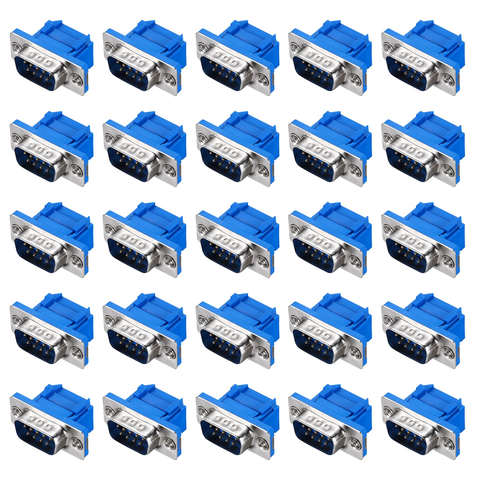MECCANIXITY D-sub Connector DB9 IDC Crimp Connector Male Socket 9-pin 2-Row Male Serial Port Terminal Breakout for Mechanical Equipment CNC Computers Pack of 25