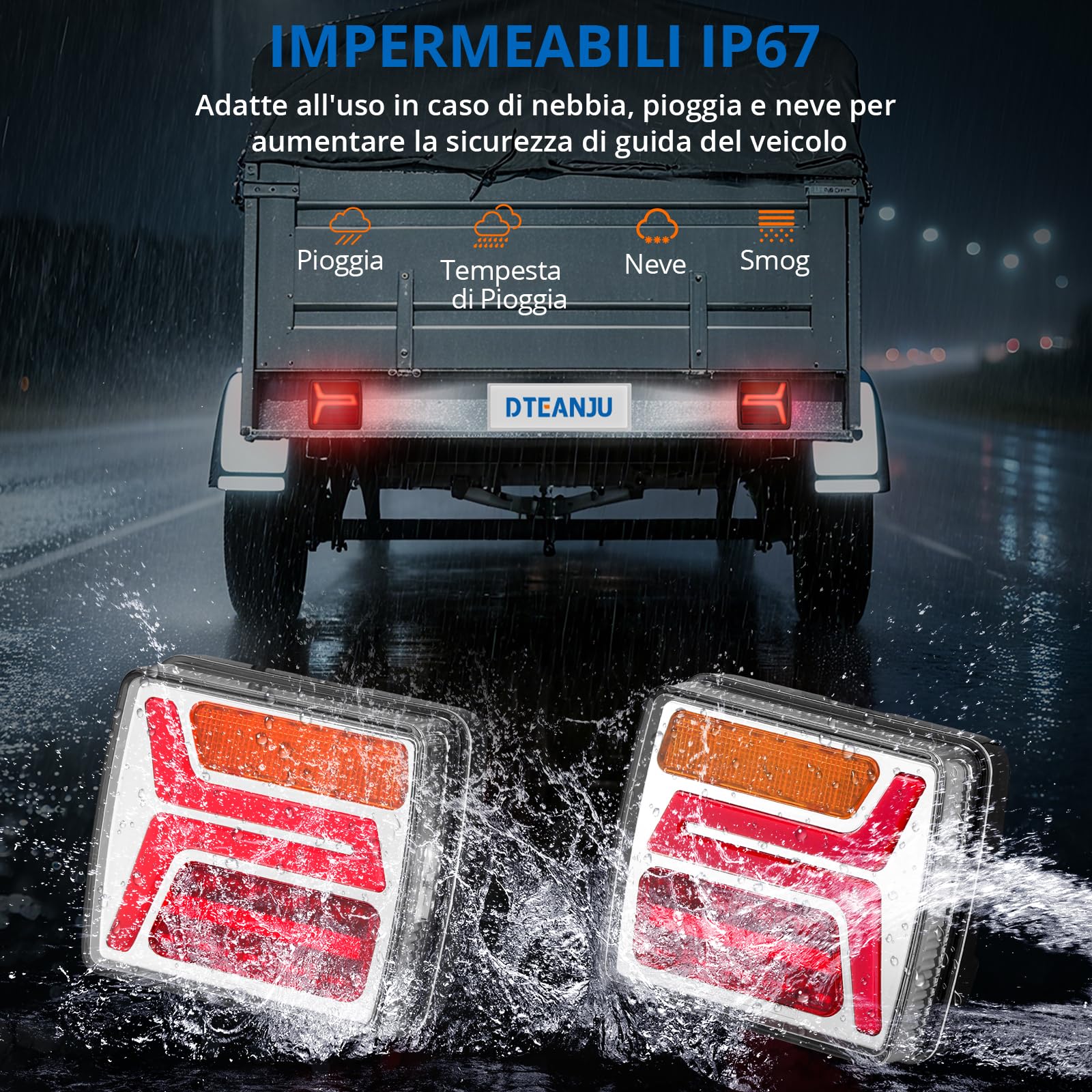 2x35 LED Luci Posteriori per Rimorchio, IP67 Impermeabile Fanali Posteriore con Cavo 25cm Esteso, Design Separato Freno/Marcia, Certificato ECE R148/R10 per Camion Camper Trattore