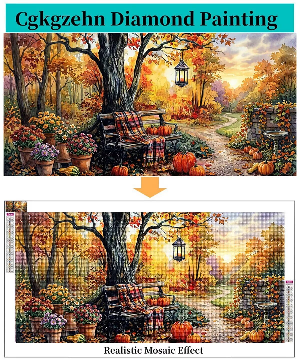 Herbst Diamond Painting Erwachsene XXL 50x100cm Diamant Painting Bilder Landschaft, 5D Vollbohrer Diamond Art Basteln Set Kinder Mädchen, DIY Stickerei Malerei Kristall Strass für Zuhause Deko C6-146