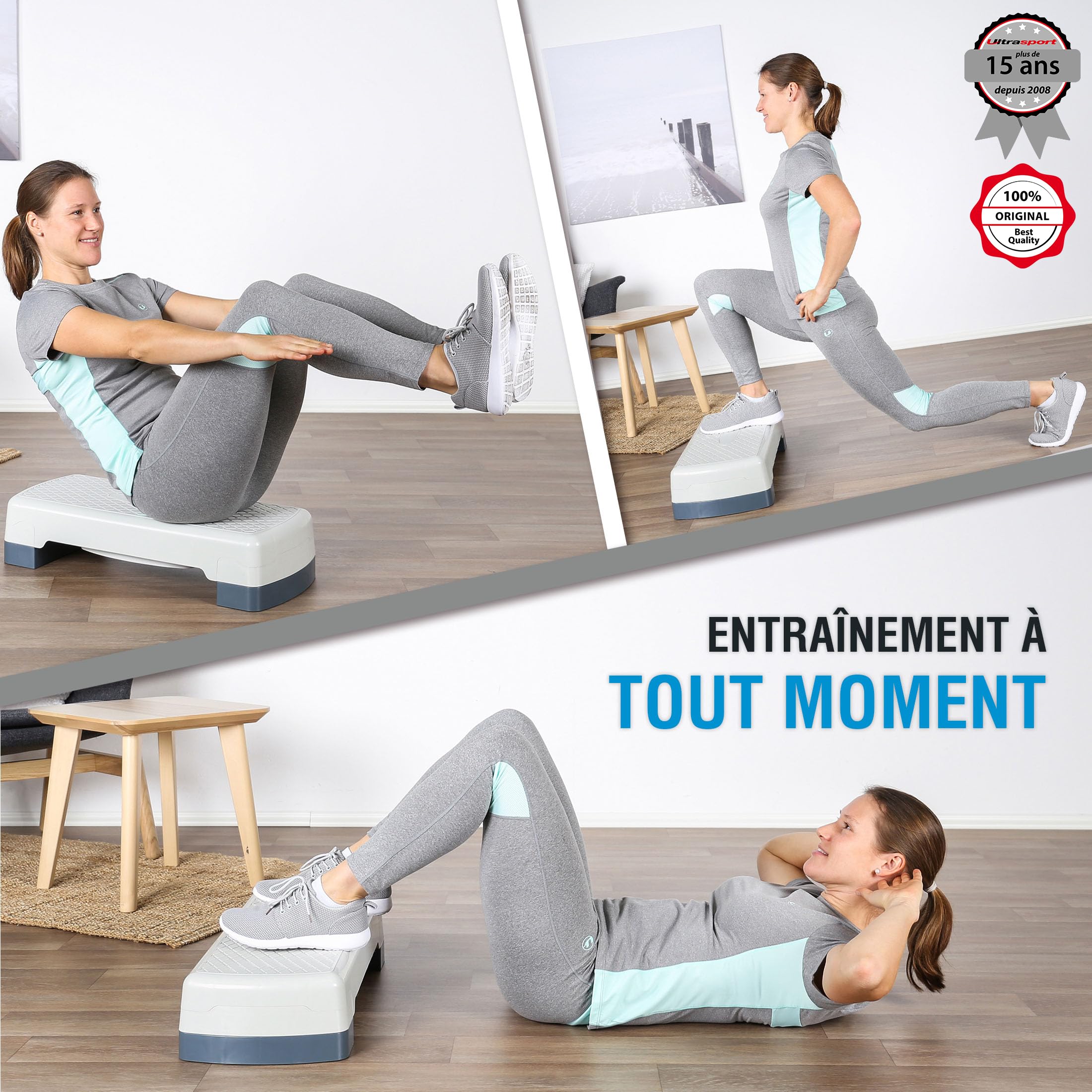 Ultrasport Planche aérobic, Diverses Couleurs, Planche Marche, Equipement Exercice, Planche Exercice, Equipement Fitness Multifonctionnel, Planche Fitness, Hauteur réglable, Home-Stepper, Stepbench