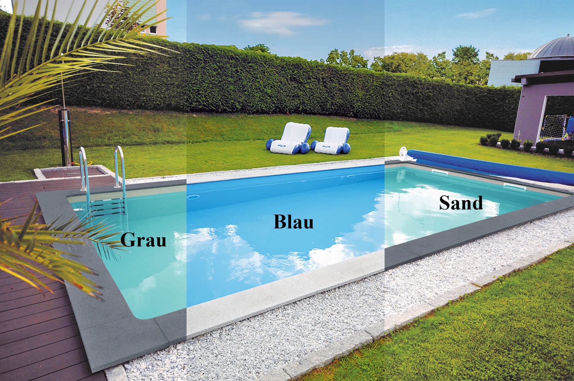 KWAD Styropor Pool Standard mit Edelstahlleiter 400 x 300 x 150 cm