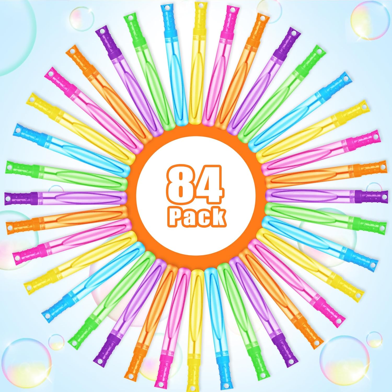 Bubble Wands, 84 Pcs Bubble Wands Bulk in 6 Colors，Bubble Party Favors for Kids, Summer Toys, Indoor Outdoor Activity, Themed Birthday, Wedding, for Girls & Boys 84pcs image 3 of 7 B0F29RYBPS