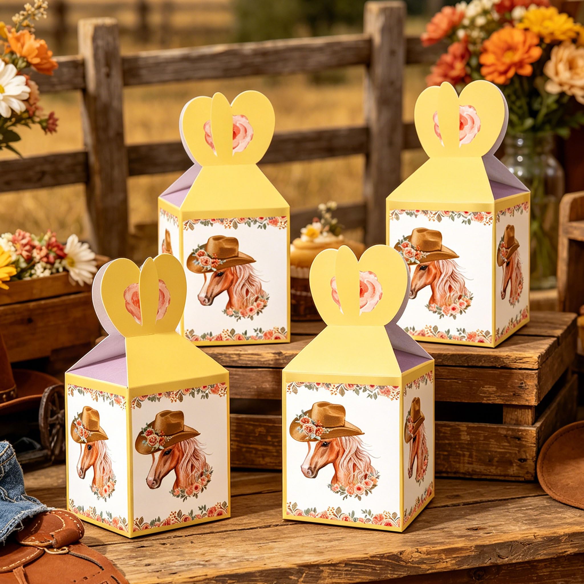 12 PCS Horse Gift Boxes Party Favors Western Candy Boxes