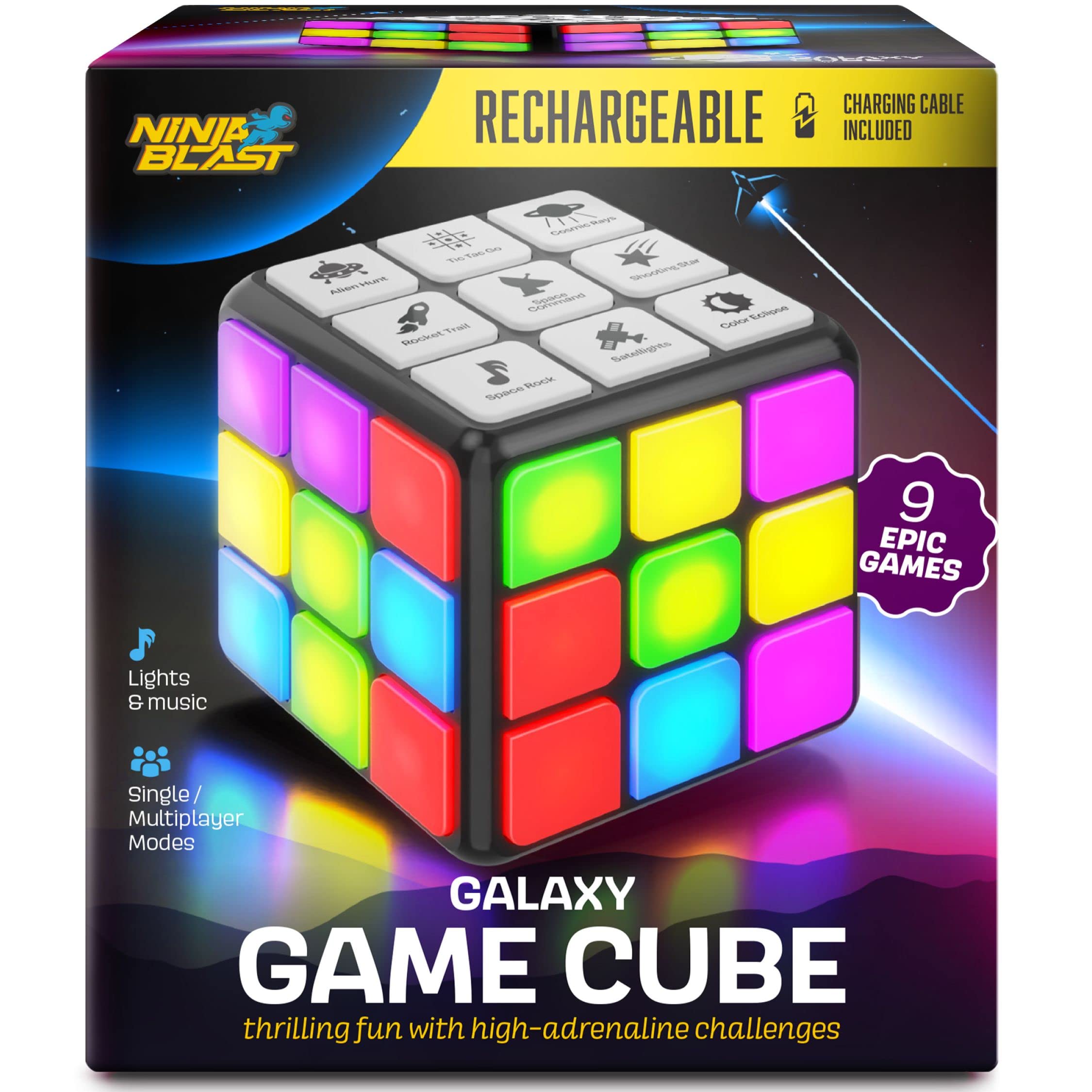 Rechargeable Game Activity Cube - Toys for Boys and Girls - 9 Fun Brain & Memory Games - Birthday Gifts for Age 6, 7, 8, 9, 10, 11, 12 Year Old Kids Teens - Best Boy Toy Gift IdeasRechargeable Game Activity Cube - Toys for Boys and…