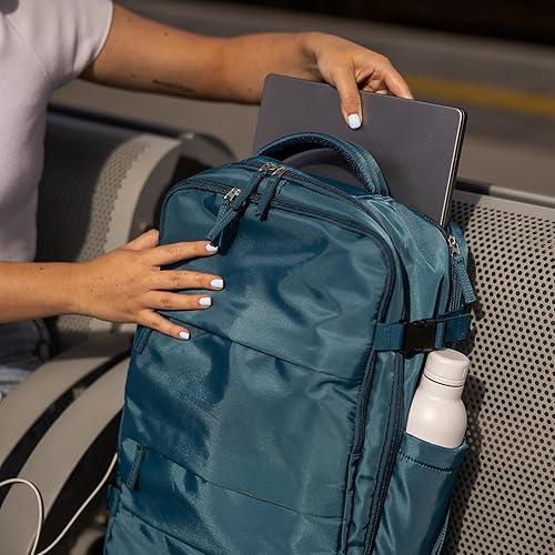 Miniatura 6 de Carrywell Mochila de viaje, mochila de mano con compartimento para zapatos, capacidad para laptop de 15.6 pulgadas, puerto de carga USB, Azul