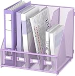 SUPEASY Magazine Porte-fichier, organisateur de bureau en métal avec 4 Rack Compartiments, Organisateur de fichiers pour Office Home School, Noir