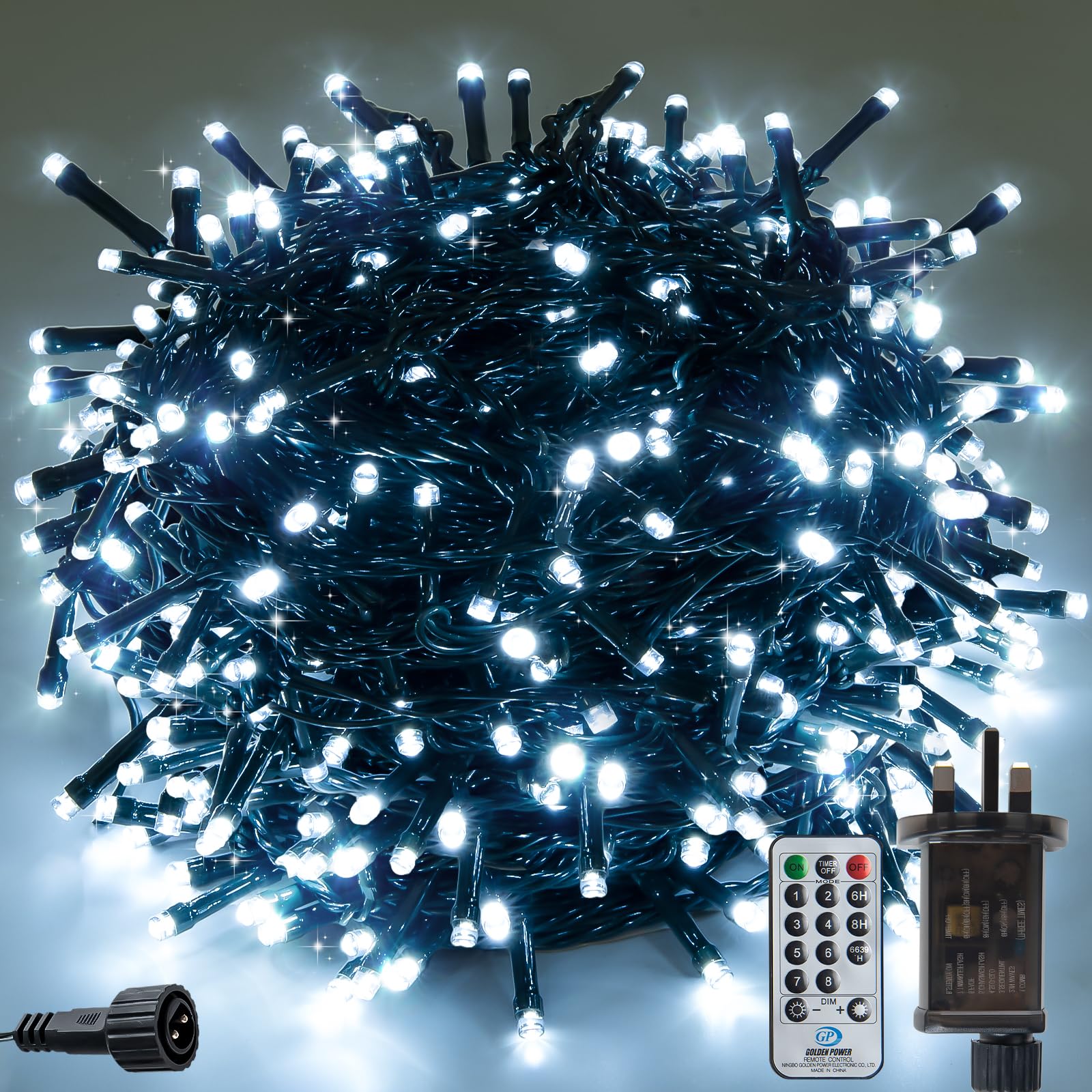 Zbqej White Outdoor String Lights, Garden Party Decorative Lighting,Outdoor Indoor Fairy Twinkle Lights Christmas Lights 8 Modes Ip44 Connectable For Bedroom, Garden, Party, Camping (, 100Led/10M)