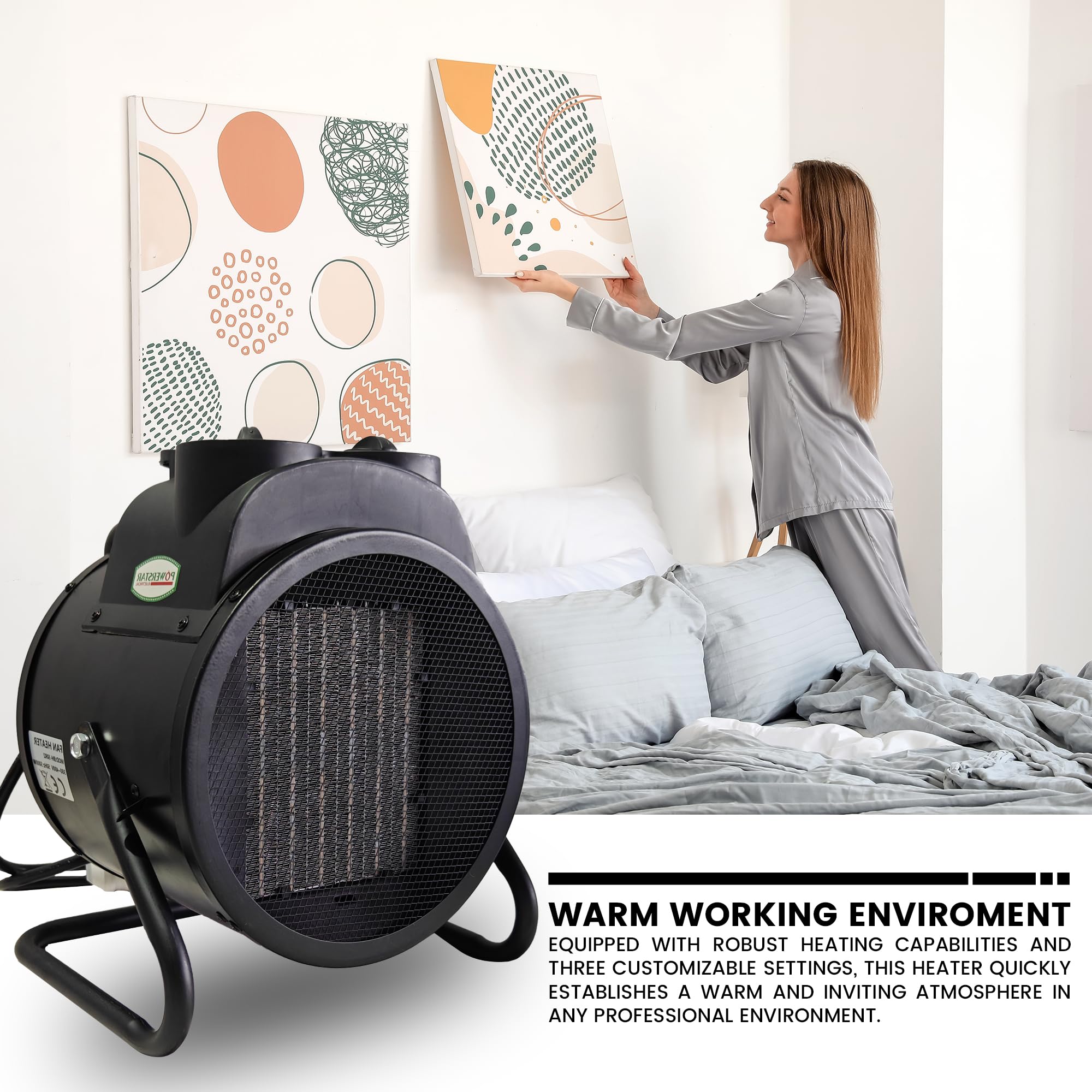 Elektryczny termowentylator 380 V, 5 kW, przemysłowy ogrzewacz pomieszczeń, wysokowydajny, energooszczędny, 50 Hz rozwiązanie grzewcze do garażu, warsztatów i magazynów (grzejnik elektryczny 5 kW)