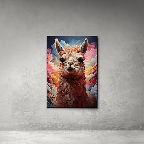 Miniatura 3 de Alpaca Canvas Wall Art for Bathroom Living Room Wall Decoration with Frame Animal Portrait Window Wall Painting Autumn Landscape Wall Picture