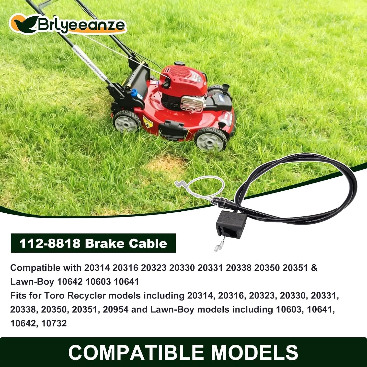 112-8818 Lawn Mower Brake Cable | Replacement for Toro Recycler 22" 20330 20331 20338 20339 20350 Toro Recycler 20" 20314 20316 20318 20323