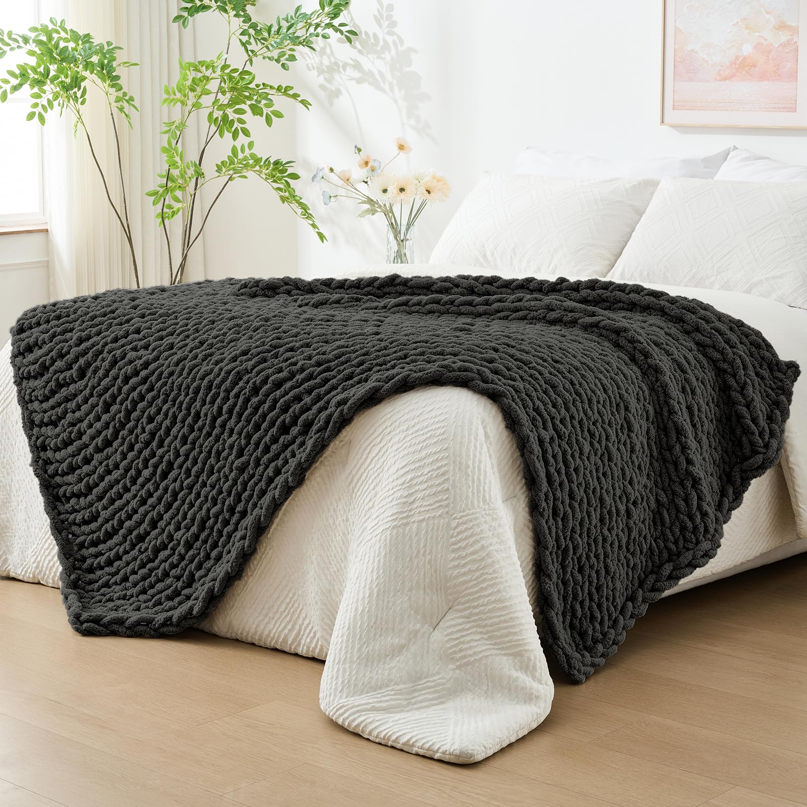 Amazon.com: Bigacogo Chunky Knit Throw Blanket for Couch