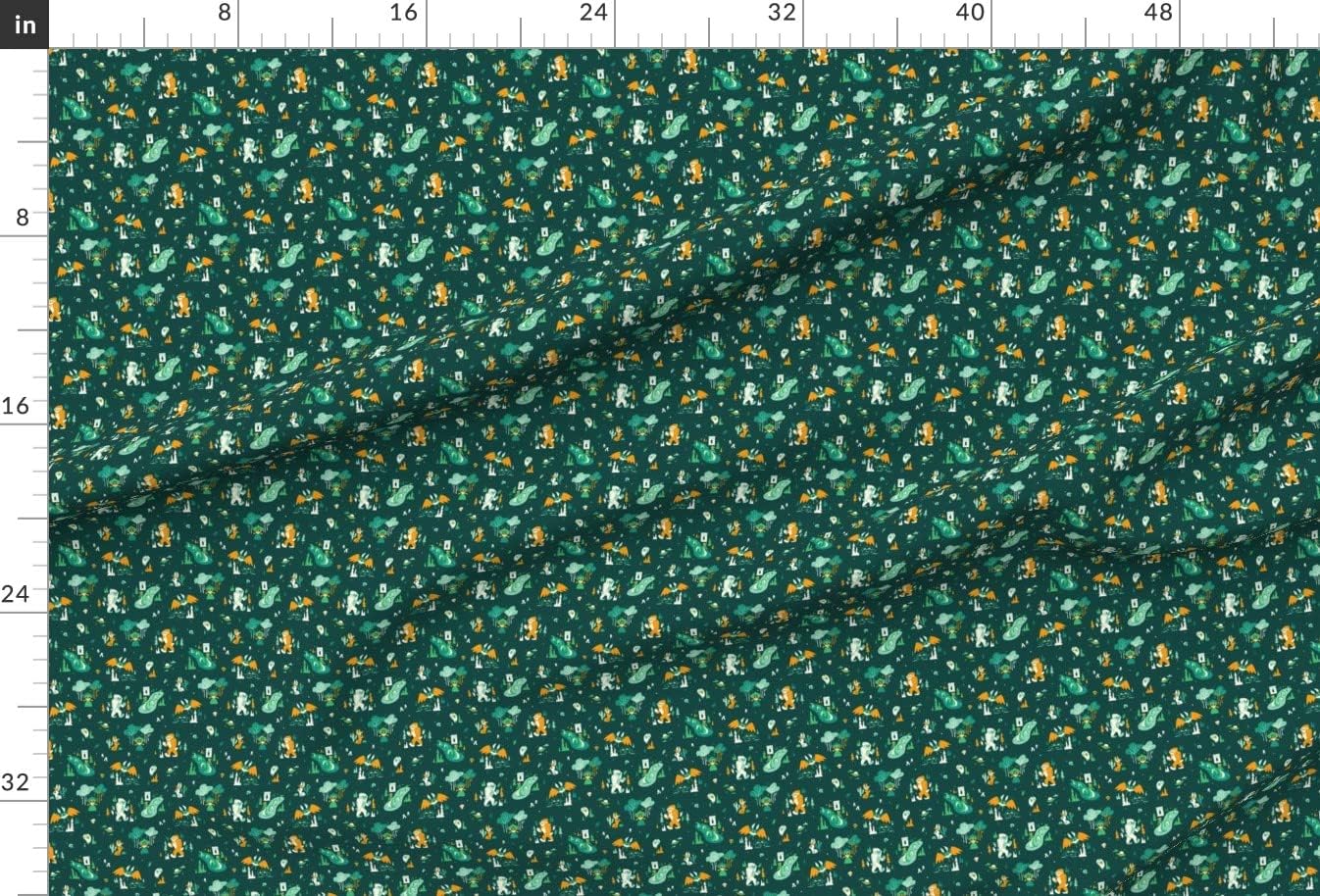 Spoonflower Fabric - Small Green Monster Halloween Folklore Loch Ness Bigfoot Printed on Minky Fabric by The Yard - Sewing Baby Blankets Quilt Backing Plush