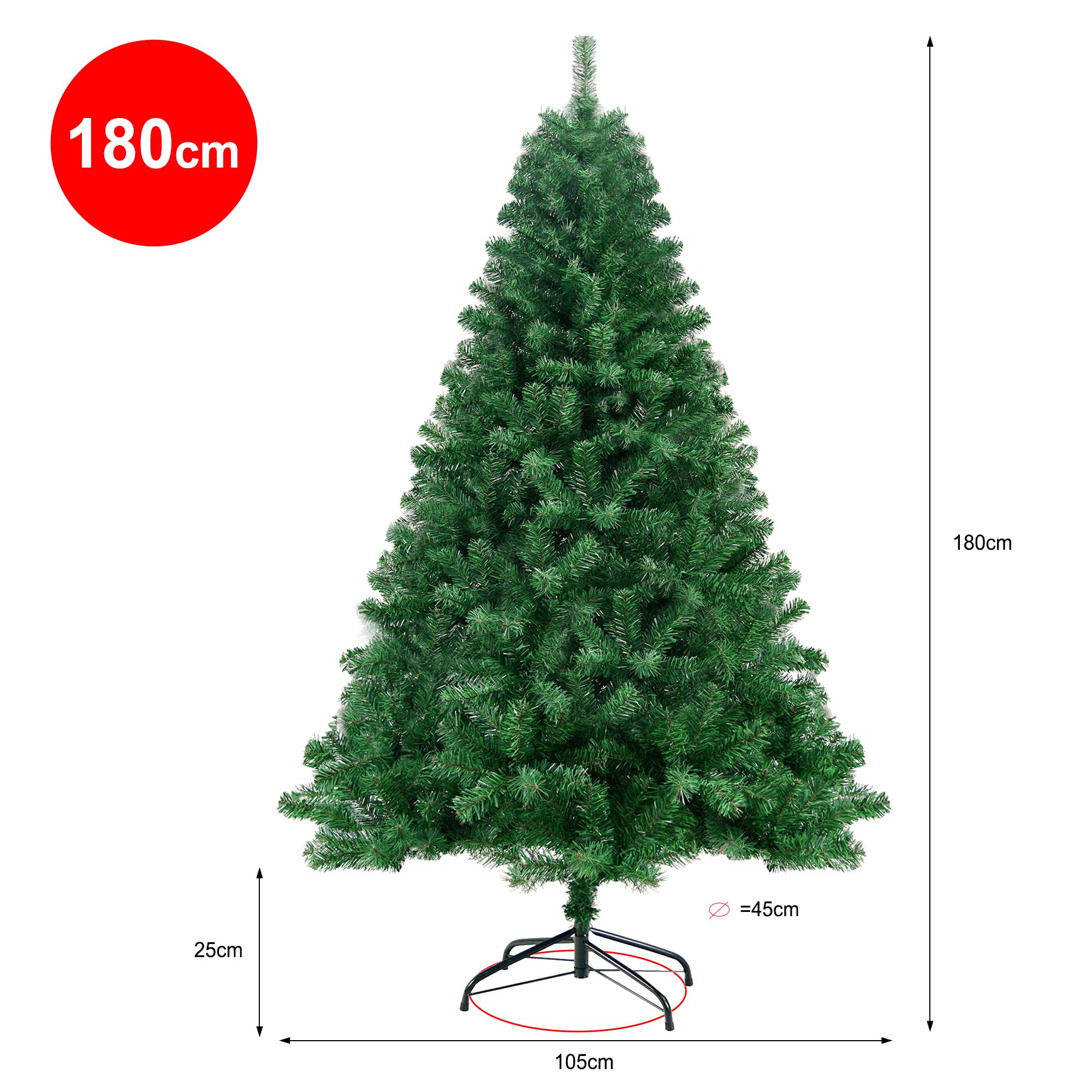 Amazon.de: Homewit Knstliche Weihnachtsbaum 180cm, PVC Tannenbaum wie echt,  Christbaum Weihnachtsdeko mit Metallstnder, Abziehbar Klappbar & Schwer  Entflammbar fr Wohnzimmer Bro Party Weihnachtsmarkt