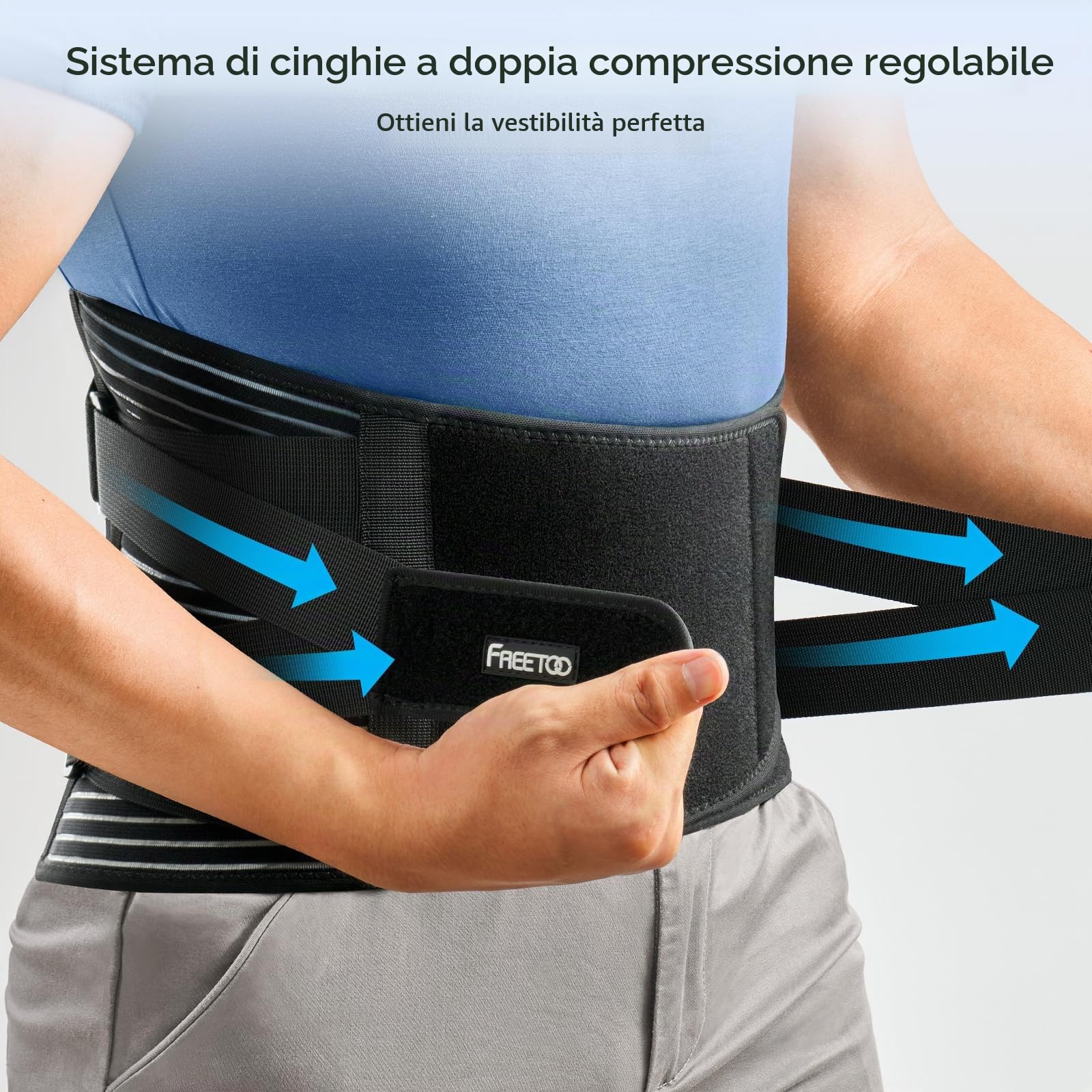 FREETOO Sottile Fascia Lombare Supporto Schiena Per Uomini Donne,Fascia Lombare 0rtopedica Con 5 Sostegno Alleviare L'ernia Del Disco Dalla Sciatica,Cintura Lombare che svolgono lavori pesantia