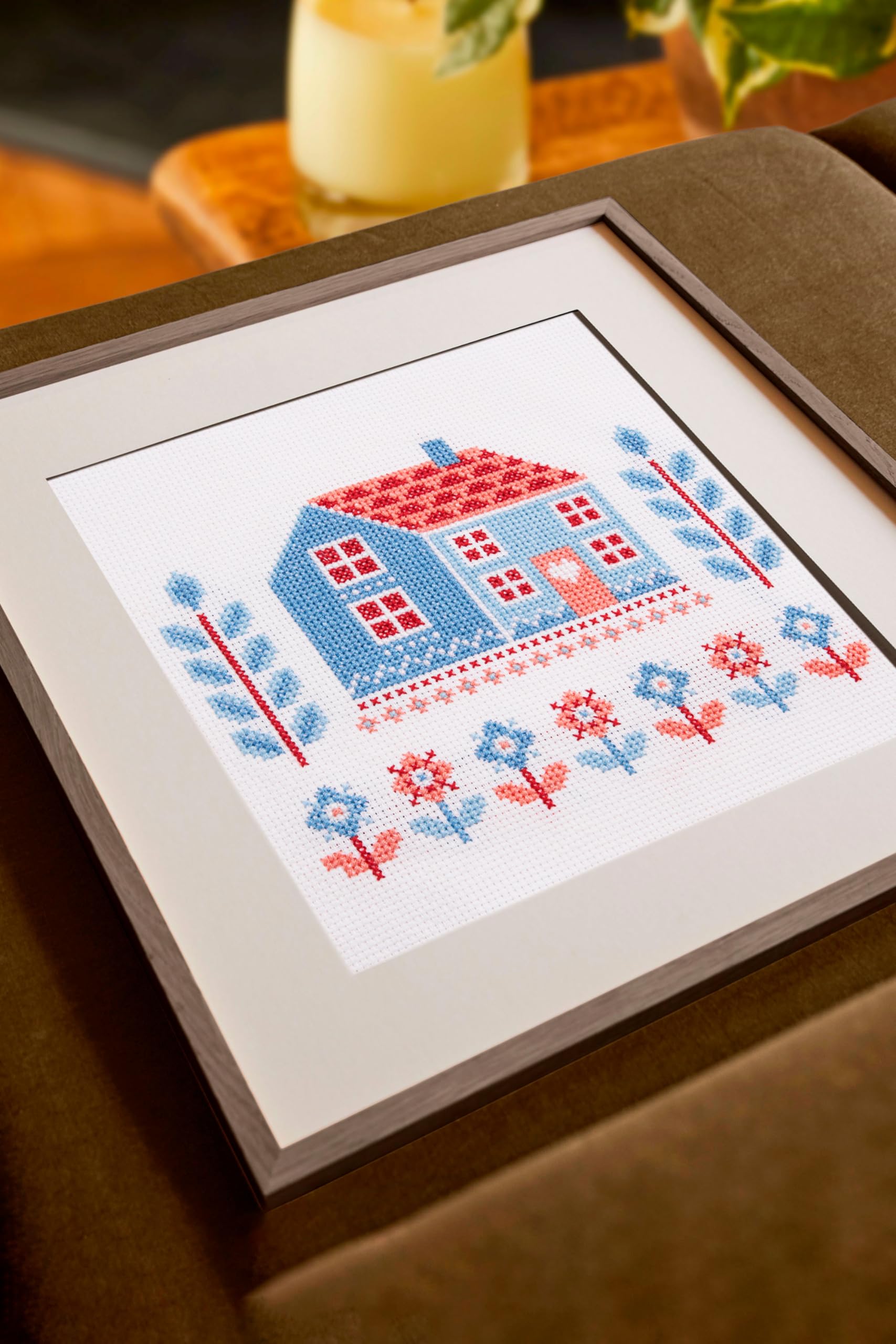 DMC Cross Stitch Kit Folk Cottage by Jo Aston - Intermediate