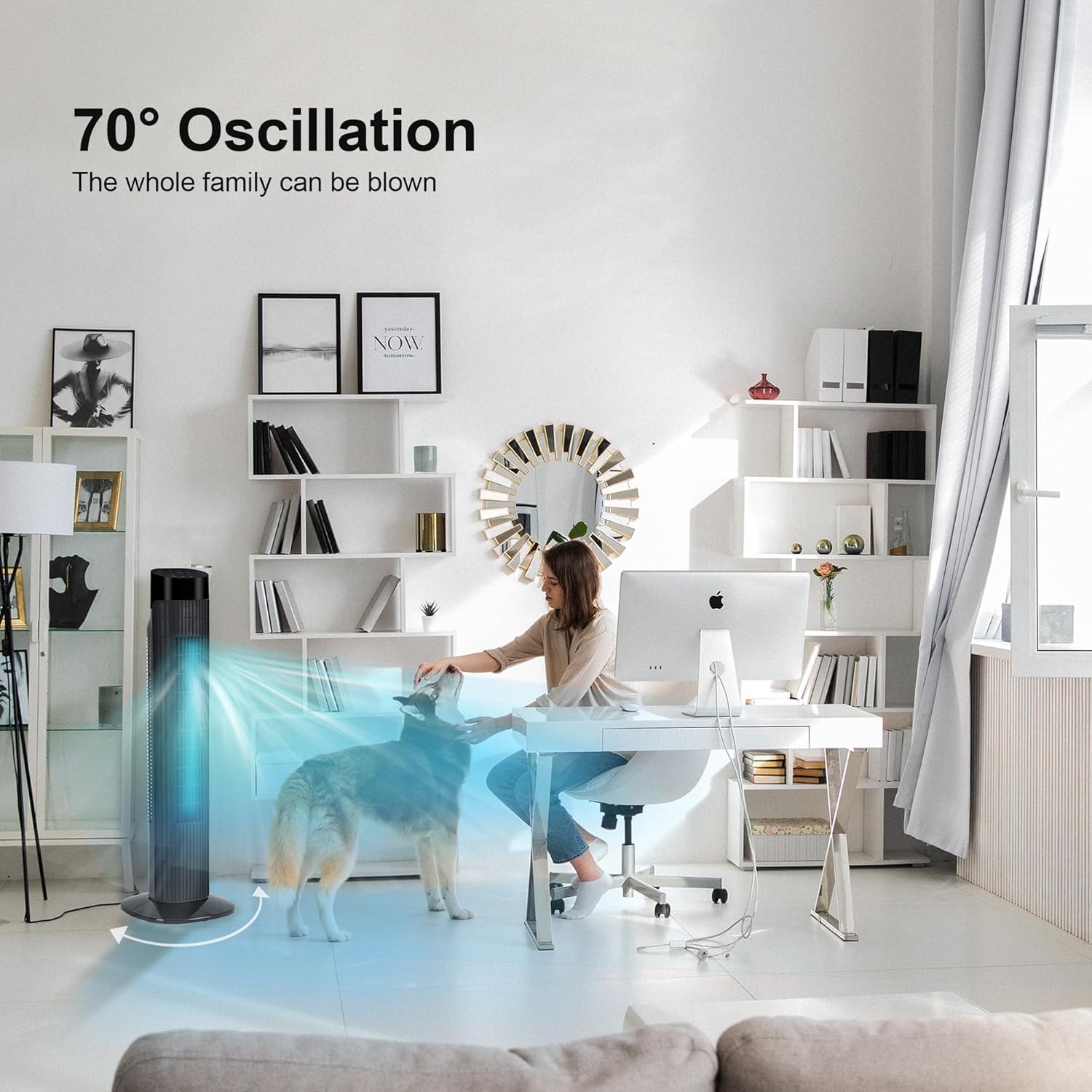 Oscillating Tower Fan with Remote, Electric Standing Tower Fan Floor Fan for Bedroom Indoor Office and Home Use