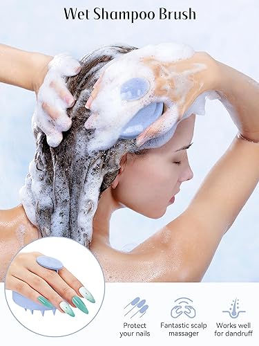 Miniatura 3 de HEETA Masajeador de cuero cabelludo para el crecimiento del cabello, cerdas de silicona suaves para eliminar la caspa y aliviar la picazón,