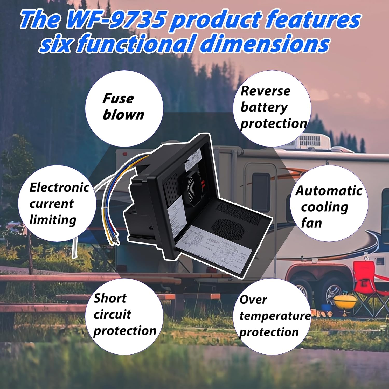 WF-8735-AD/WF-8735-P 30Amp RV Power Converter Compatible with RV Campers Travel Trailers Caravans 3-Stage Charging Lead-Acid Lithium 30/35-Amp DC Output