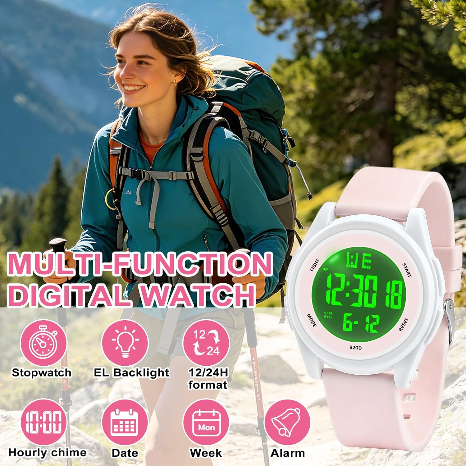 Juboos Digital Watch Men Women 50M Waterproof Sports Military