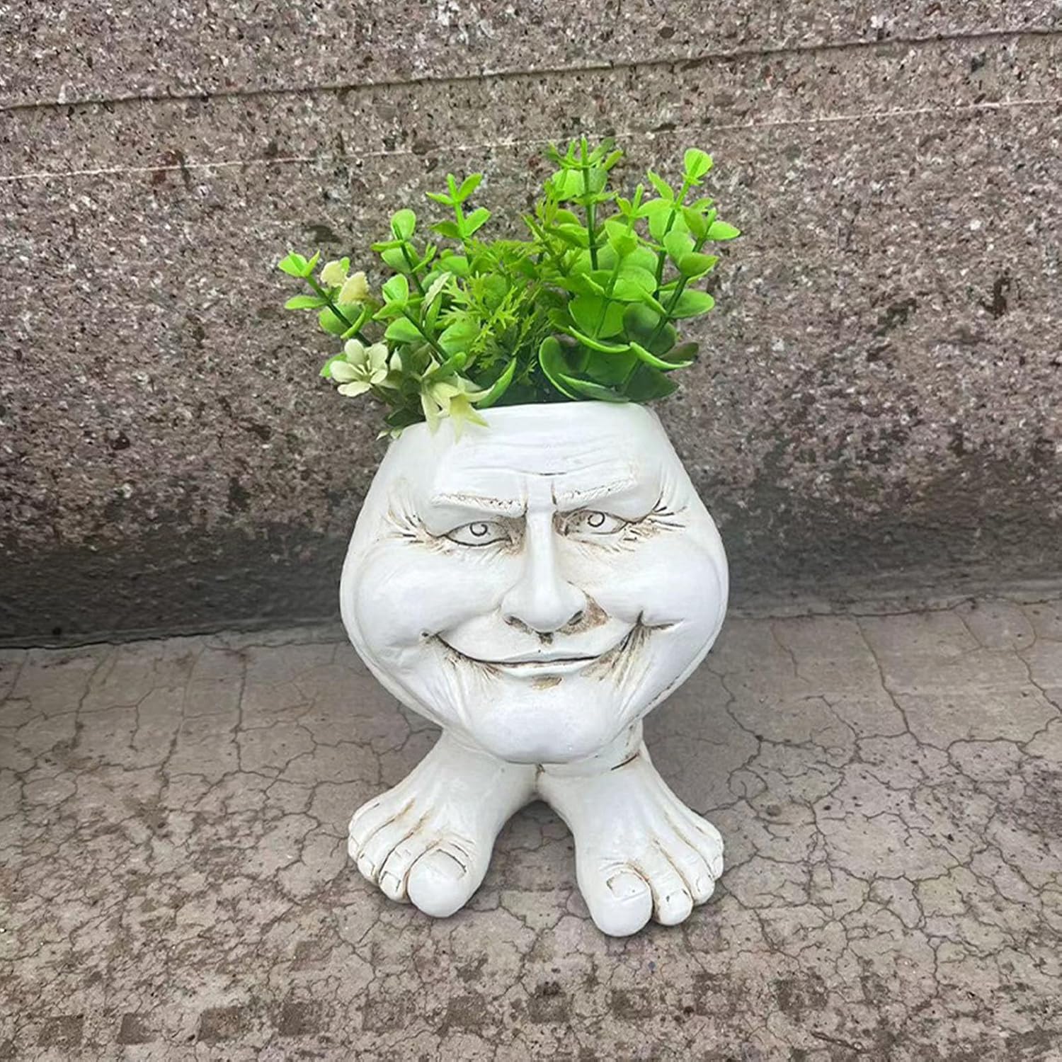 Face Statue Planter Unique Image Cute Funny Shape Personalized Head Flower Pot for Garden Decoration (Type3)