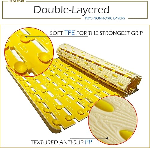Miniatura 2 de Alfombrilla antideslizante para bañera  Alfombrillas de ducha de doble capa con ventosas  Drenaje mejorado, secado EZ-Dry, tapete de bañera de