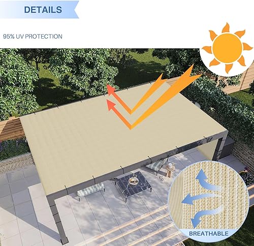 Miniatura 6 de E&K Sunrise - Cubierta para pérgola de 8 pies de ancho x 16 pies de largo, con varillas y ojales pesados, cubierta de repuesto para toldo de tela