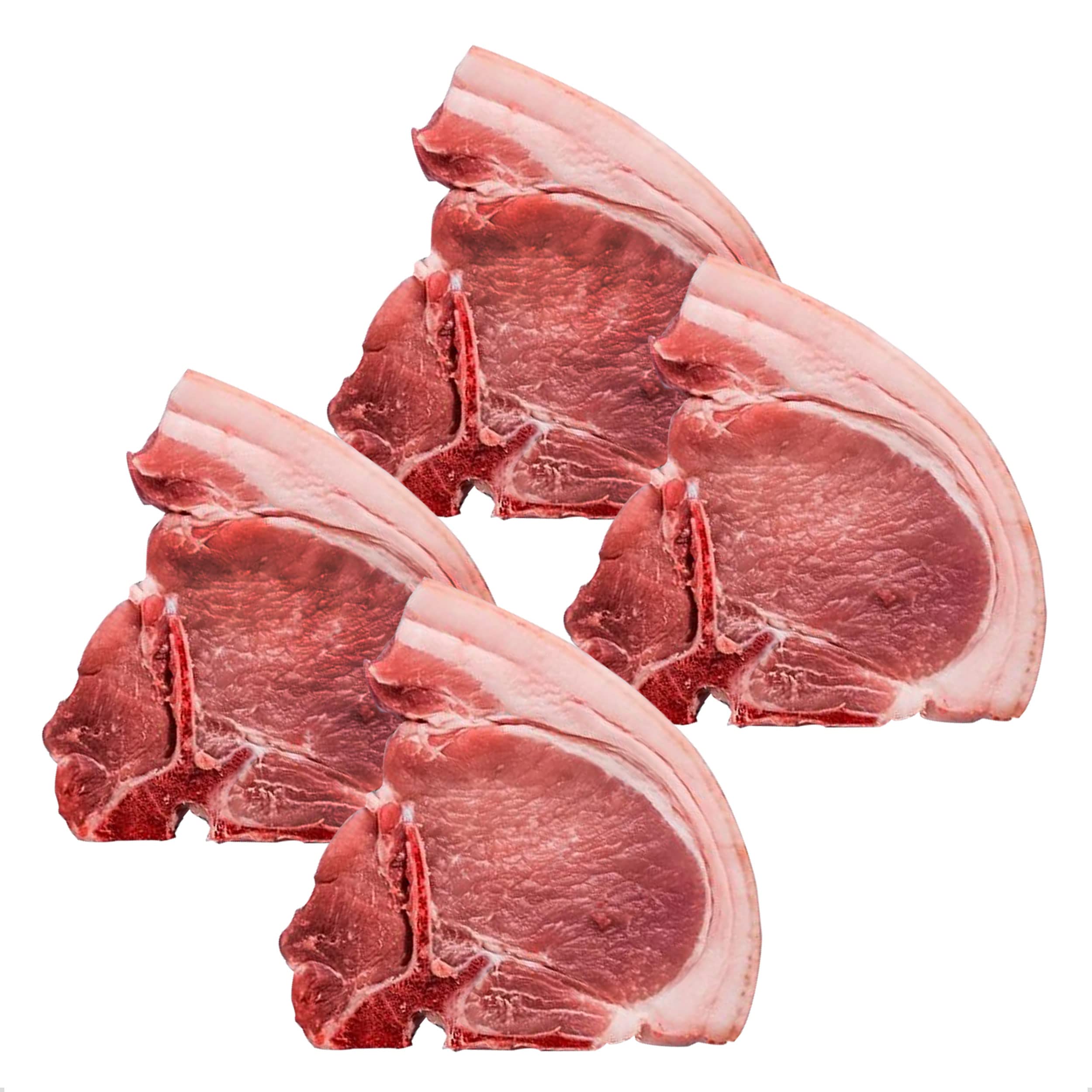 Pork T-Bone Steaks From Urban Merchants, 100% British Pork Chops, Juicy And Flavoursome, Hand Cut To Order By Master Butcher, 4 x Pork Steaks, +/- 250g each