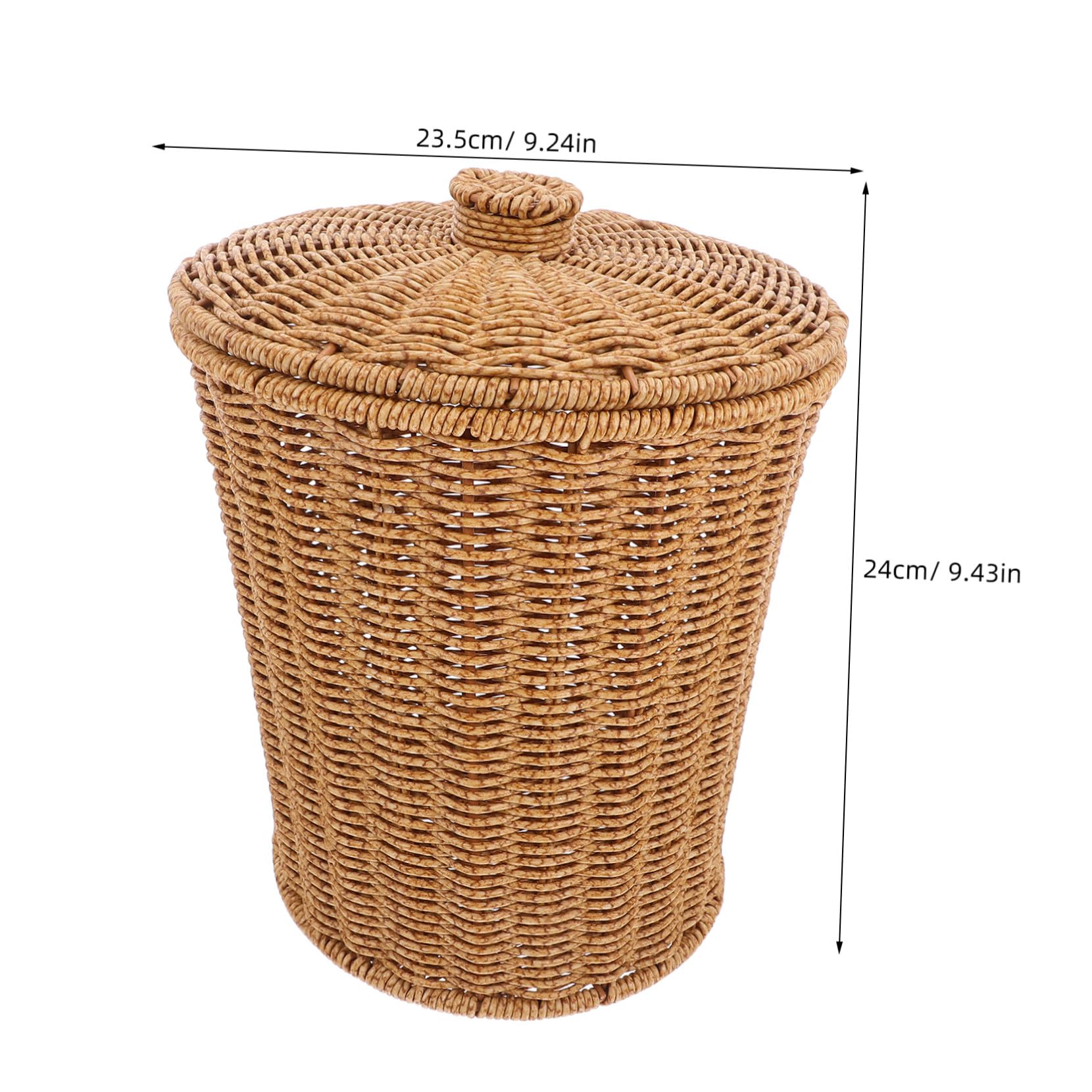 Zerodeko Panier de Rangement Tissé Main avec Couvercle pour Linge et Jouets Panier Rond Rotin Synthétique pour Maison