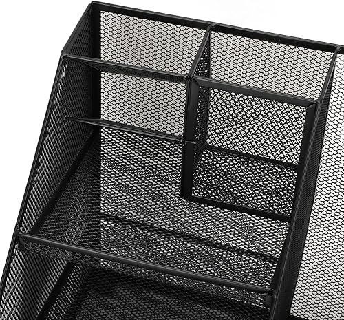 Miniatura 6 de Metal Mesh Desk Organizer, Multifunctional Pen Holder & Office Supplies Organizer with Durable Lightweight Black Iron Design