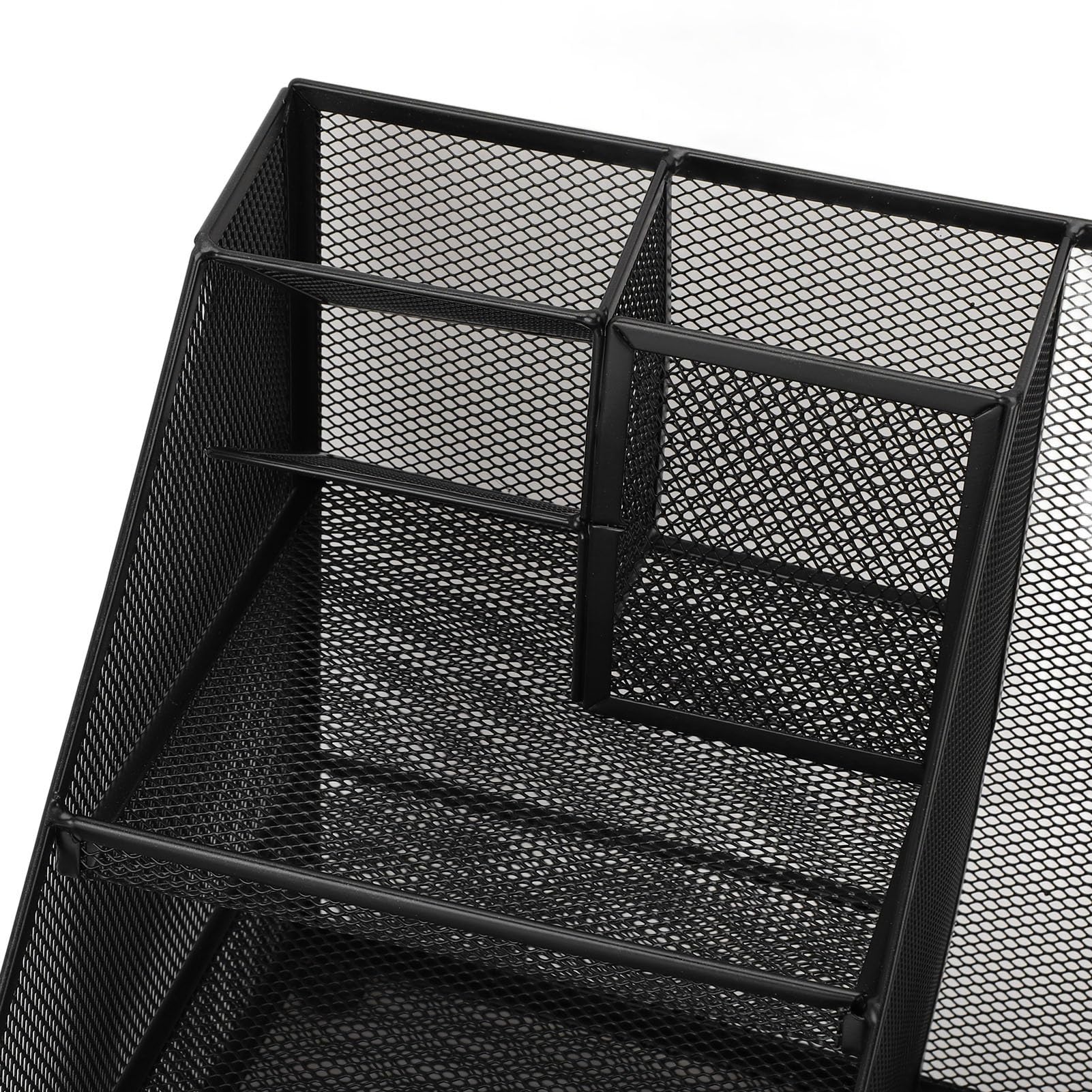 Jeffergarden Organizer da Scrivania in Rete Nera, Organizer da Scrivania in Metallo con Portapenne, Ideale per Casa e scuola.