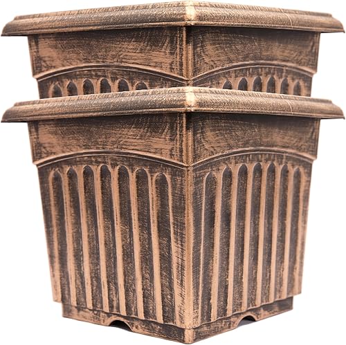 Miniatura 8 de Maceta cuadrada de 9 pulgadas con aspecto victoriano rústico para guardería, interior, exterior, jardín, patio, oficina, adornos para decoración del