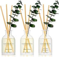 COCORRÍNA Eucalyptus Reed Diffuser Set of 3: Lavender Eucalyptus, Black Forest, Clean Cotton Scents | 5.1oz Natural Oils for Home, Office, Bathroom