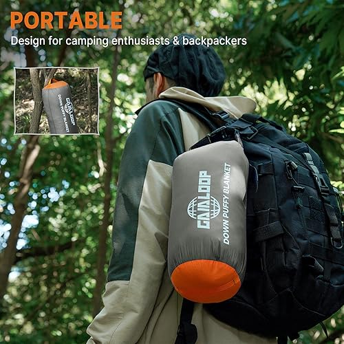 Miniatura 7 de Manta acolchada de plumón para automóvil, campamento, al aire libre, viajes, mochileros, ligera, portátil, suave, cálida, acogedora, manta de