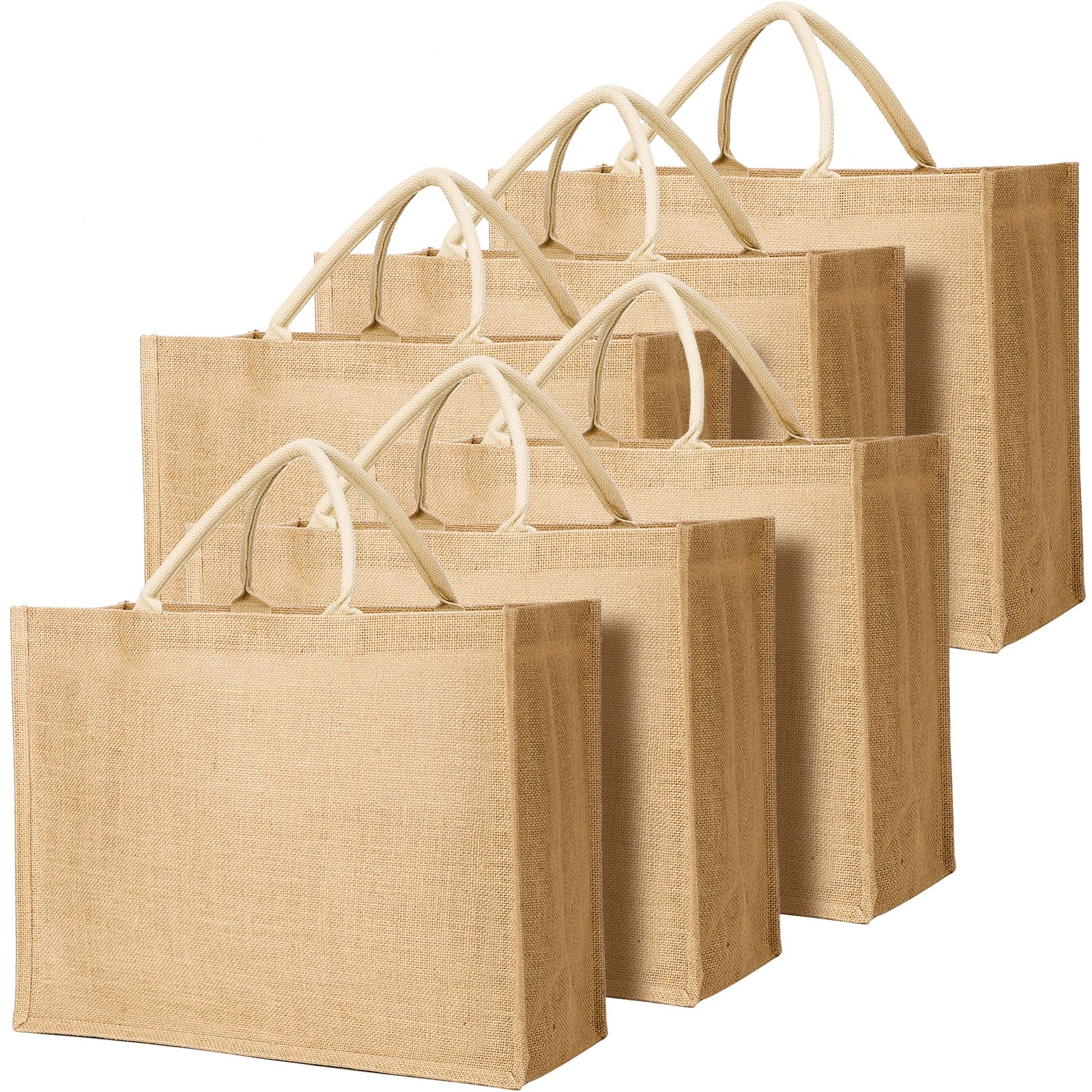 Segarty Burlap Tote, 6 Pack Large Reusable Jute Canvas Gift Favors Bag with handles Blank Tote Bags Bulk for Bridesmaid Wedding, Women Market Grocery