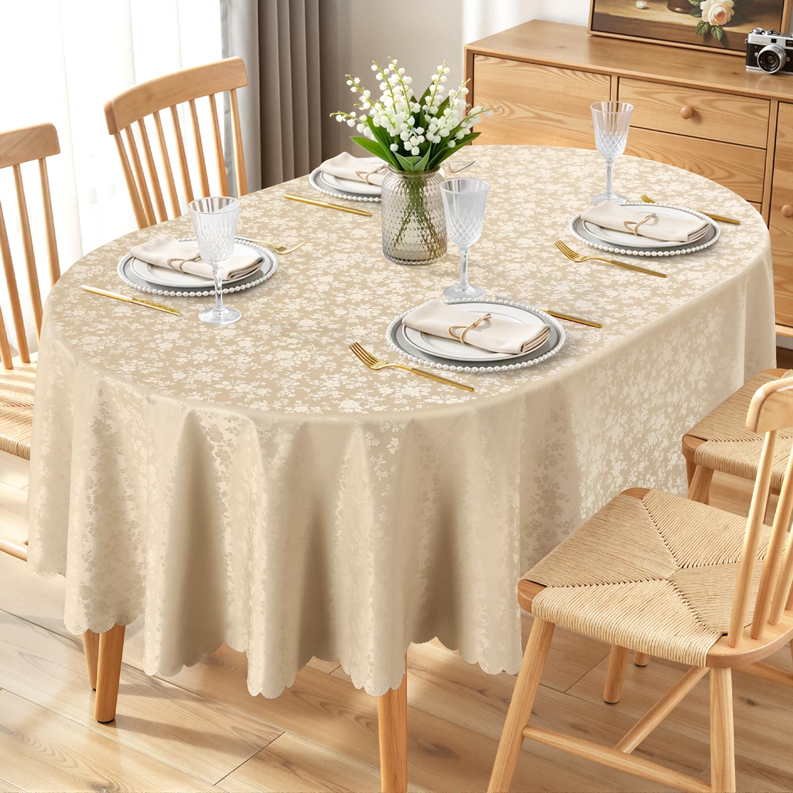Smiry Oval Waterproof Heavy Duty Vinyl Tablecloths, 52 x 70 Inch