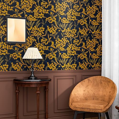 Miniatura 6 de Papel tapiz bohemio de hojas para despegar y pegar para cocina, papel de contacto floral vintage, impermeable, autoadhesivo, papel de pared floral