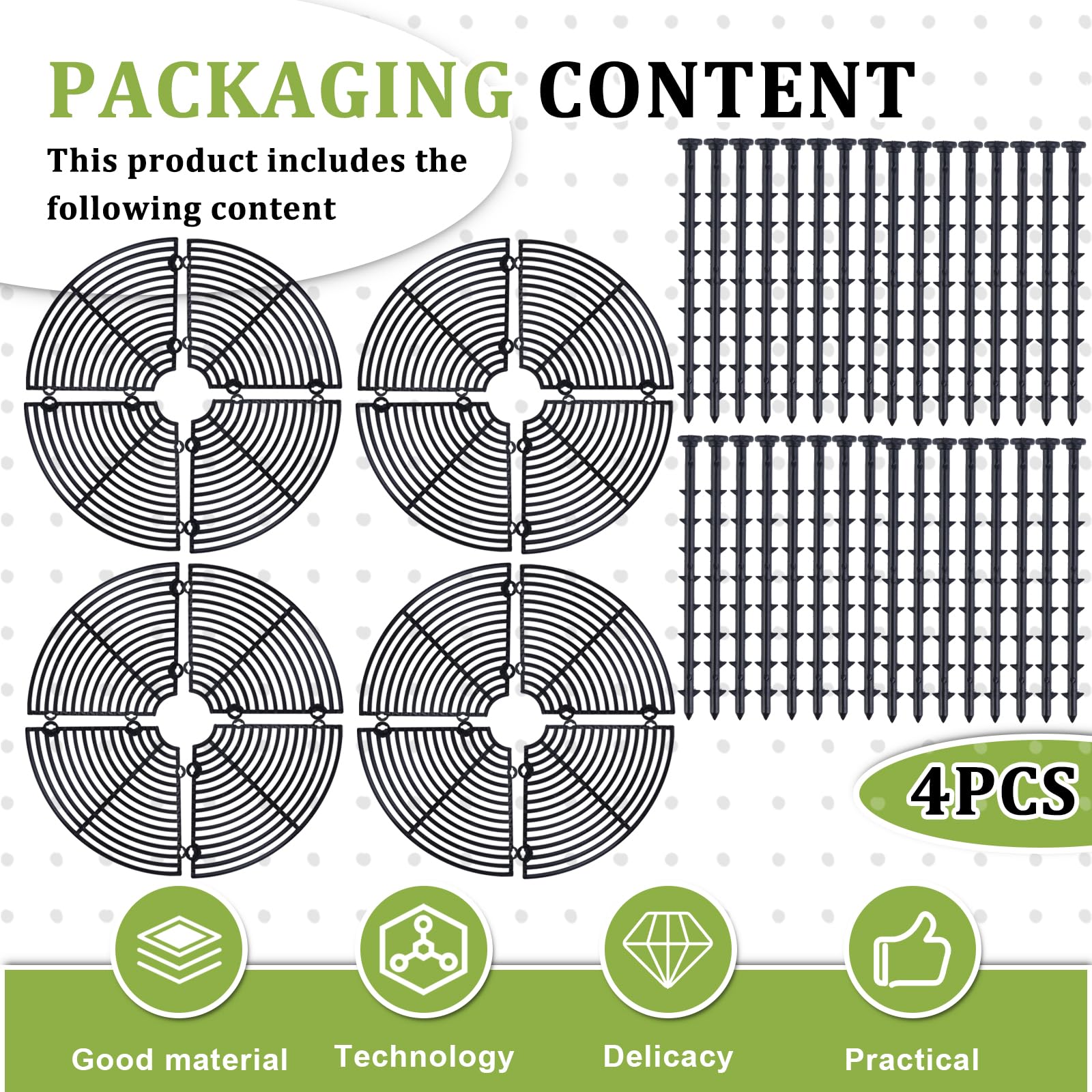SUNOYA 4pcs Grilles de Pots de Plantes, 30cm Couvercle de Pot de Fleurs, Grilles Végétales de Protection des Plantes, Protège l'enfant de la Saleté des Plantes Convient, Protéger Les Plantes (Noir)