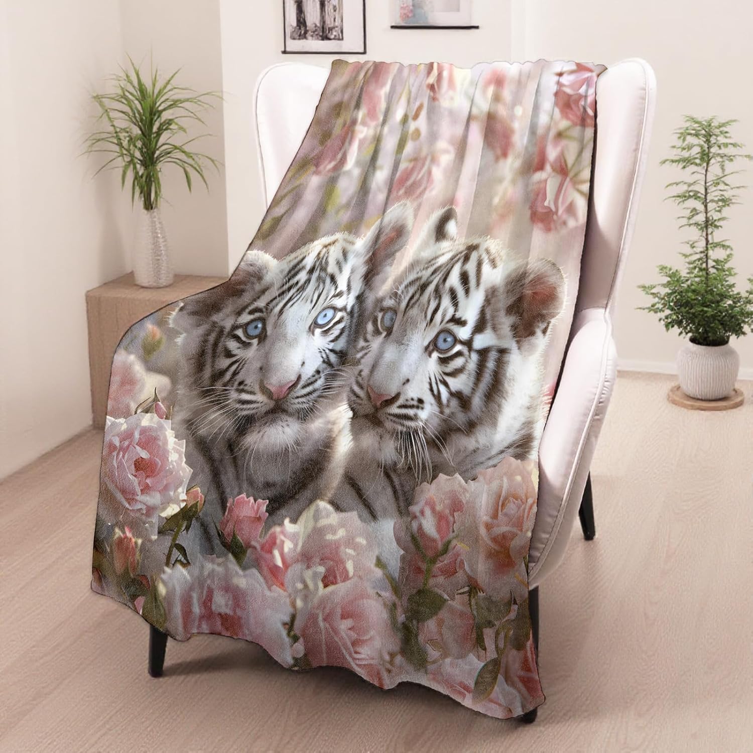 White Tiger Gifts, Baby Tiger Blanket for Adults Women Kids, 50x60 in, Cozy Fuzzy Warm Soft Throw Blankets for Bedroom, Camping, Couch, Decor - Image 2