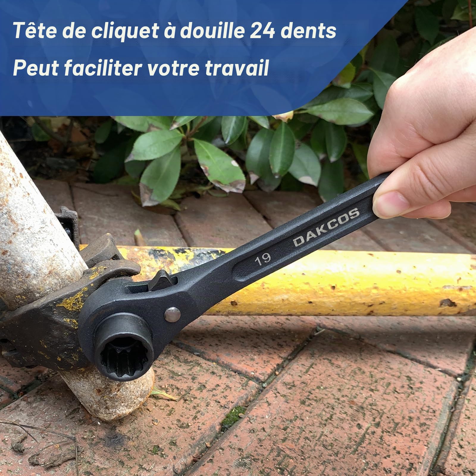 DAKCOS Clé d'échafaudage 2 pièces 19/22 mm Cliquet d'échafaudage réversible droite/gauche Cliquet d'échafaudage en CR-V