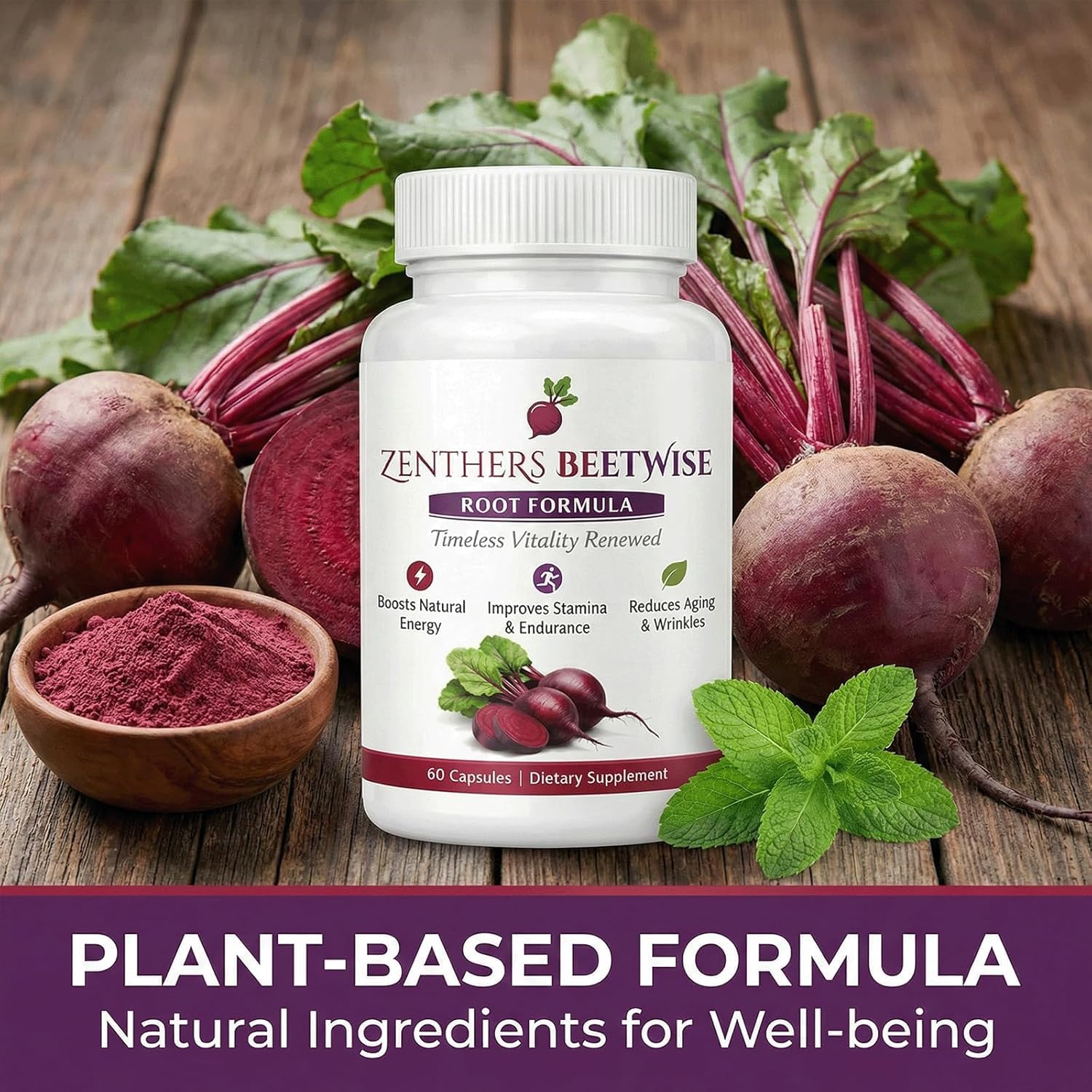 Zenthers Beetwise,Beetwise By Zenther, Zenthers Beetwise Root Formula Cold Pressed, Vegan-Friendly,Non-GMO, 60 Capsules (1pcs) — Amazon image 2