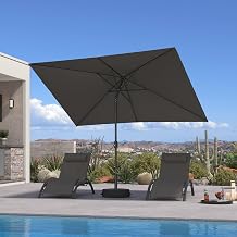 PURPLE LEAF 6.5 x 10 Rectangular Patio Umbrella Outdoor Table Umbrella Aluminum Frame Market Umbrella Sun Umbrella for Garden Deck Lawn Pool Gray