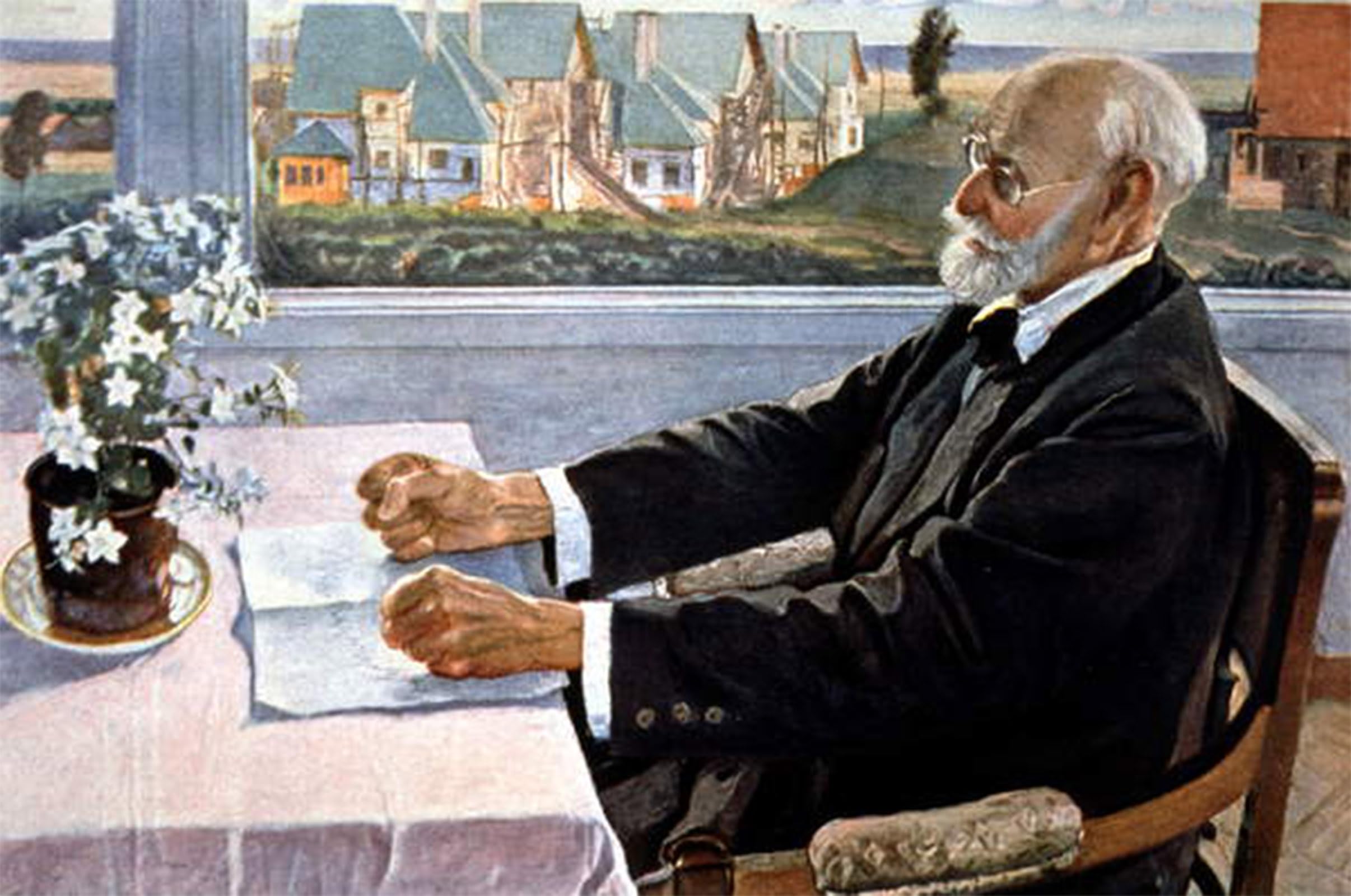 POSTERIIk Famous Modern Artwork Art Mural Ivan Pavlov in His House Near Saint Petersburg by Mikhail Vasilievich Nesterov Oil Paintings Pictures for Home Decor 60x90cm