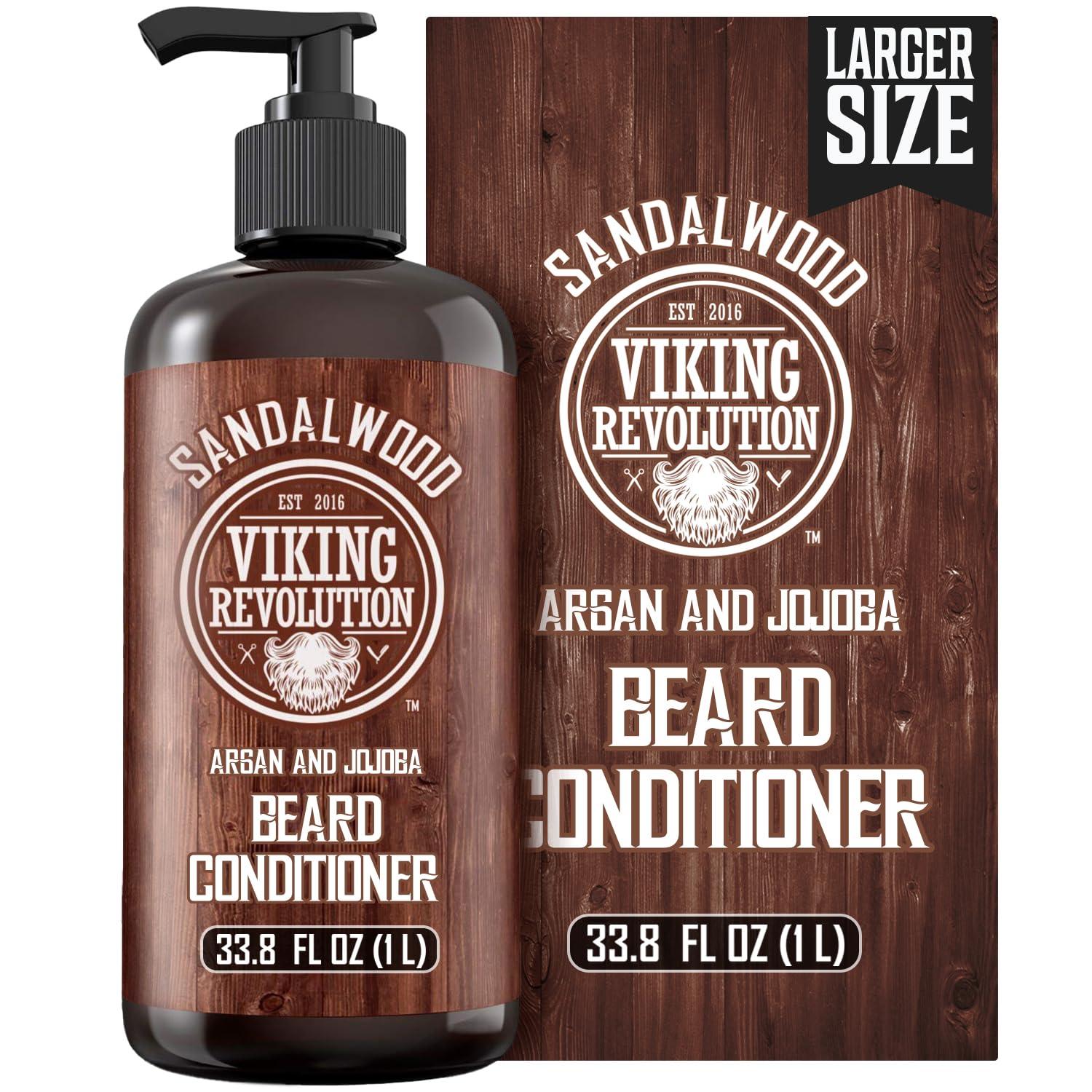Sandalwood Beard Conditioner for Men with Argan Oil and Jojoba Oil - Beard Softener and Strengthener Natural Beard Conditioner - Beard Care Moisturizer with Aloe Vera (33.8 Fl oz)