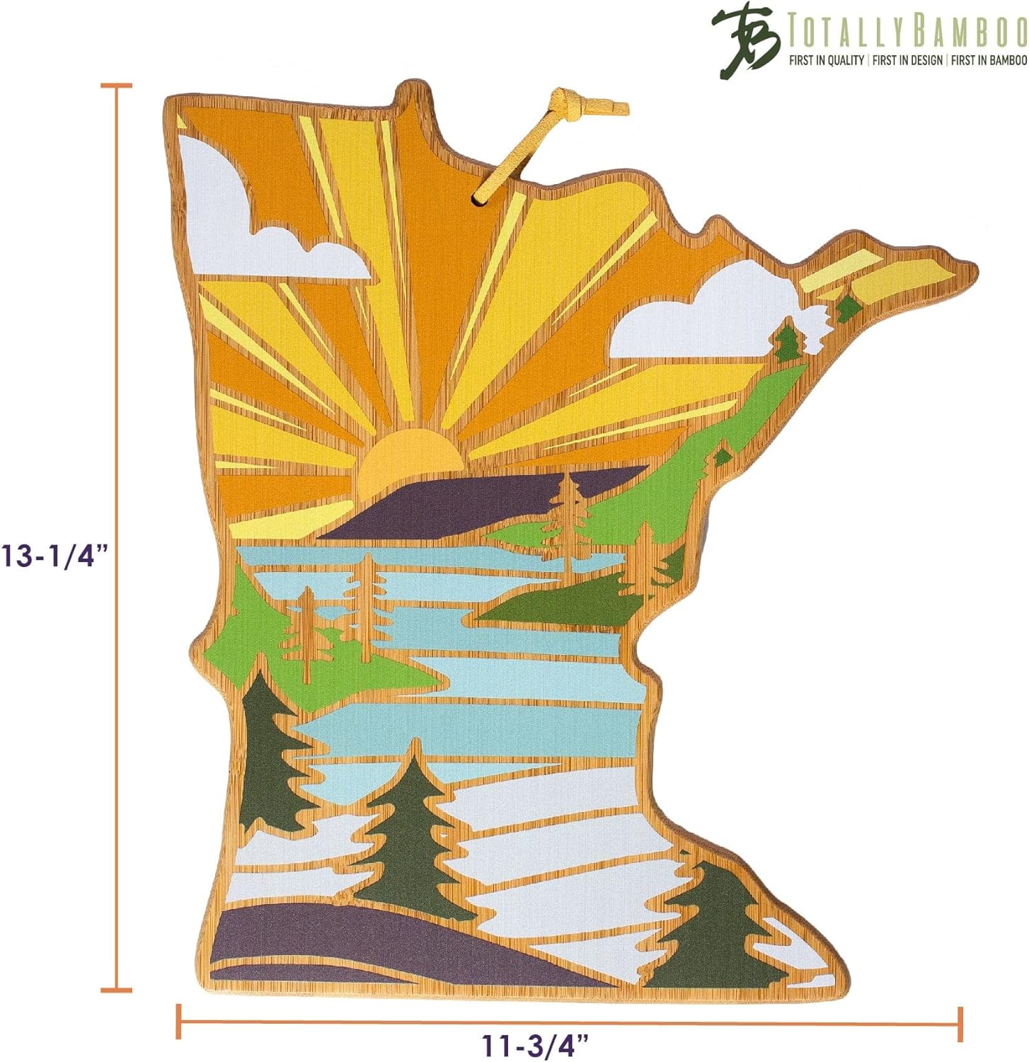 Totally Bamboo Minnesota State Shaped Cutting Board and Charcuterie Serving Platter with Artwork by Summer Stokes, Includes Hang Tie for Wall Display 11-3/4" x 13-1/4" x 5/8" - Image 7