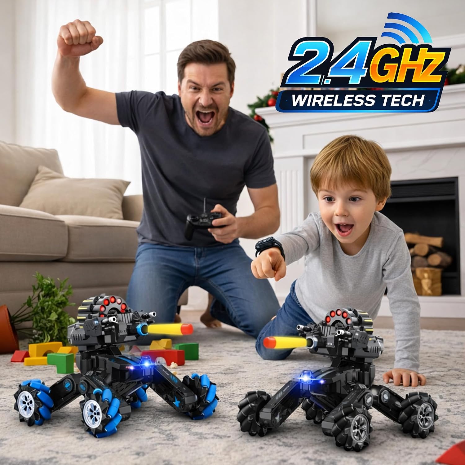 RC Tank that Shoots Gesture Sensing RC Tank, 2.4GHz Battle Soft Bullets Hand Control Car Drift Remote Control Trucks for Boys & Girls 8-12, Remote Control Tank with Light Music